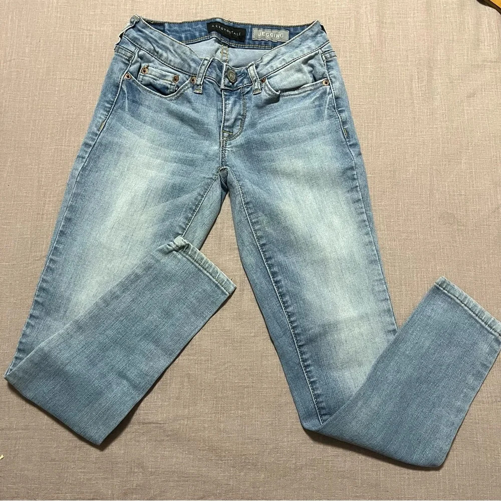 Aeropostale Skinny Distressed Jeans Women's Size 000 Teen Y2K light wash